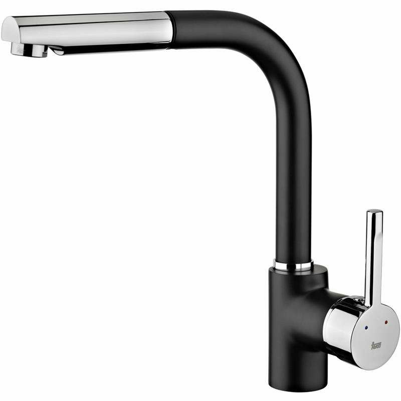 Grifo de cocina Teka ARK 938 – Negro mate, Caño alto extraíble, Cartucho cerámico
