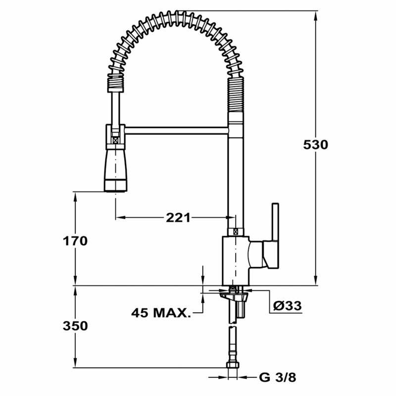 Grifo de cocina Teka ARK 939 – Caño alto giratorio, Monomando con ducha extraíble, Cartucho cerámico