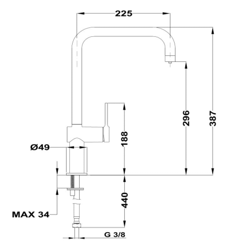 Grifo de cocina monomando Teka EP 915 – Caño alto giratorio, Control electrónico agua filtrada, Ahorro 2 L/min