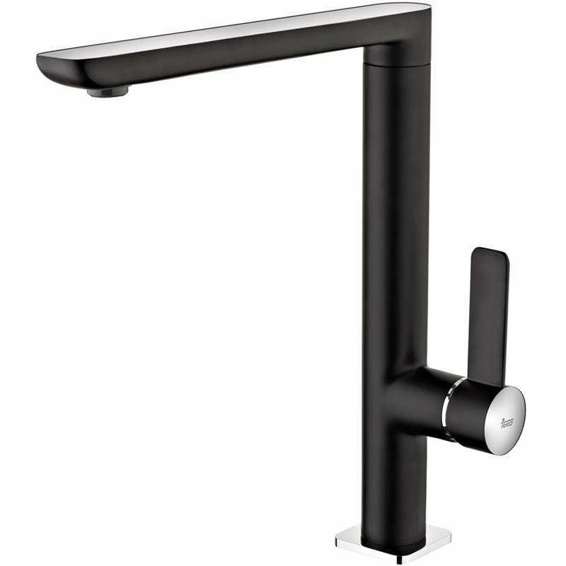 Grifo de cocina Teka FO 915 – Negro mate, Caño alto giratorio, Ahorro de agua