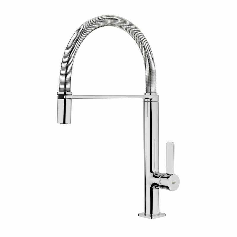 Grifo de cocina Teka FO 939 – Monomando, Caño alto giratorio, Caño extraíble