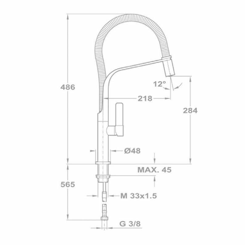 Grifo de cocina Teka FO 999 – Caño alto extraíble, Cartucho cerámico, Ahorro de agua