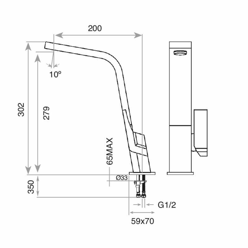 Grifo de cocina Teka IC 915 – Monomando, Acero inoxidable, Caño alto giratorio