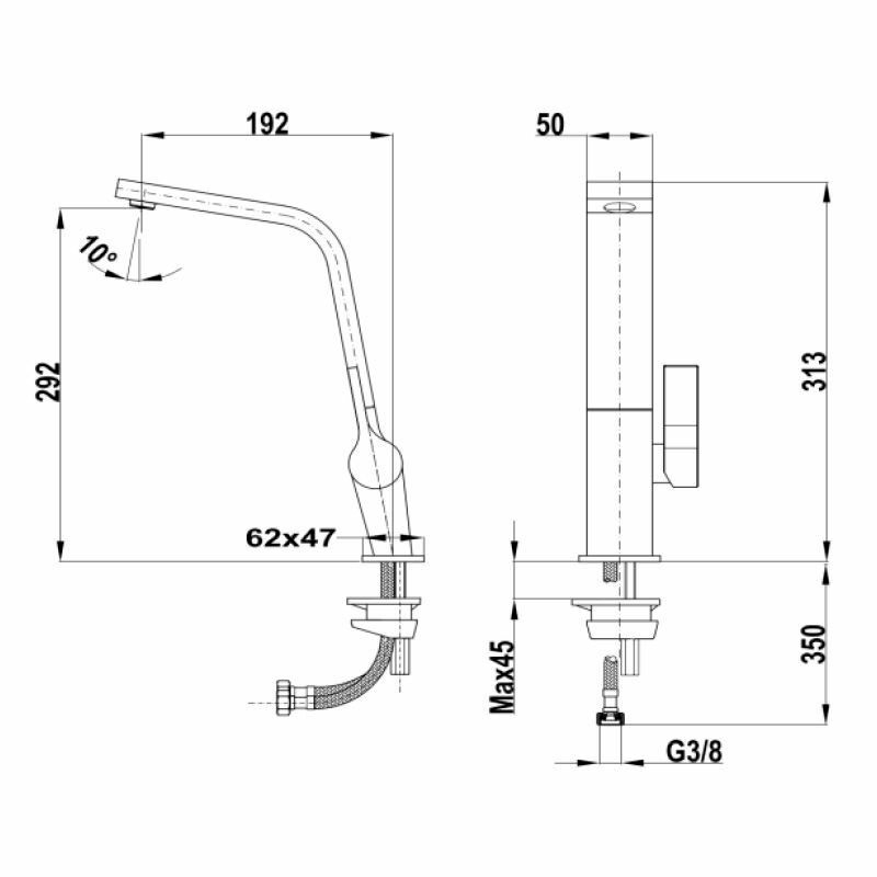 Grifo de cocina Teka ICC 915 – PVD Titanium, Caño alto giratorio, Cartucho cerámico 25 mm