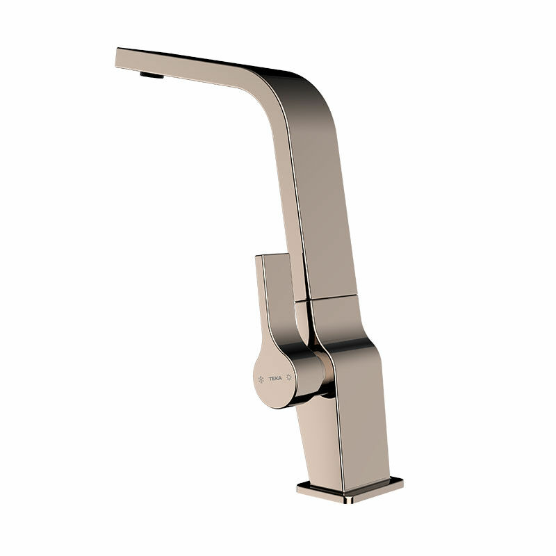 Grifo de cocina Teka ICC 915 – PVD Titanium, Caño alto giratorio, Cartucho cerámico 25 mm