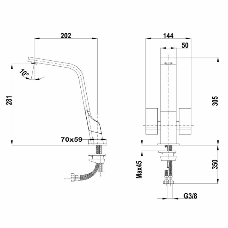 Grifo de cocina Teka ICT 915 – Caño alto giratorio, Cartucho cerámico, Ahorro de agua