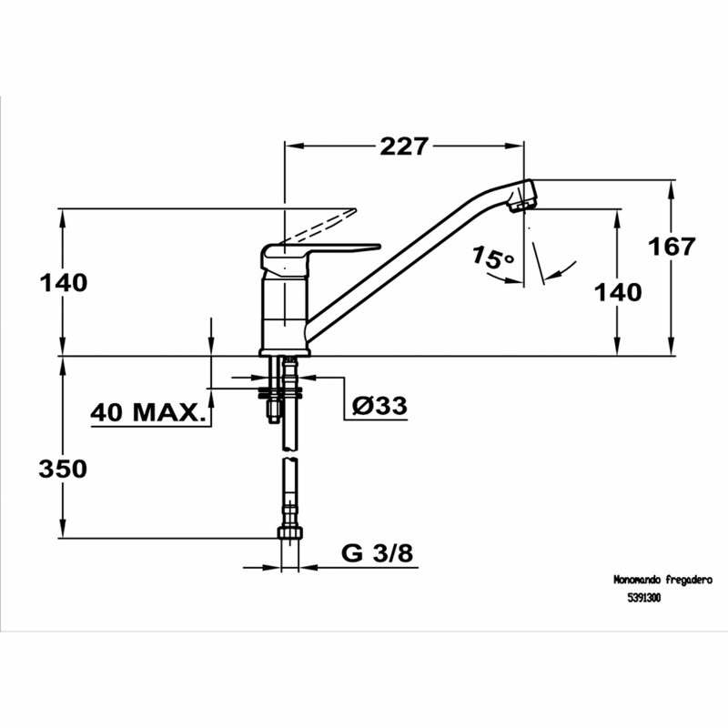 Grifo de cocina Teka IN 913 – Monomando, Caño bajo giratorio, Cartucho cerámico