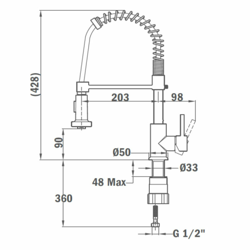 Grifo de cocina Teka IN 939 – Caño alto flexible, Ducha extraíble, Cartucho cerámico 35 mm