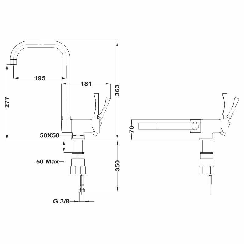 Grifo de cocina Teka MTP 984 – Monomando, Caño alto giratorio, Cromado