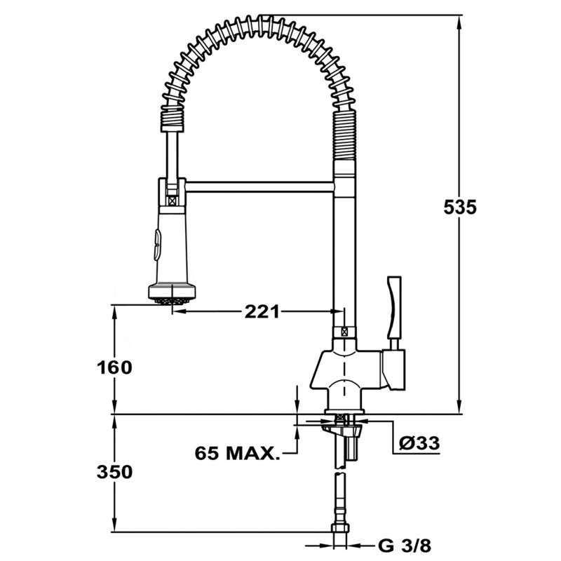 Grifo de cocina Teka MY1 – Monomando, Caño alto extraíble, Cartucho cerámico