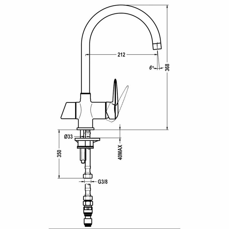 Grifo de cocina Teka OS 200 – Agua filtrada 2 vías, Caño alto giratorio, Cartucho cerámico