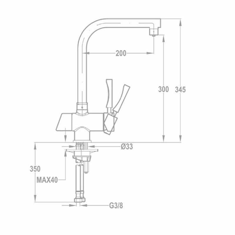 Grifo de cocina Teka OS 206 – 2 vías filtrada, caño alto giratorio, cartucho cerámico