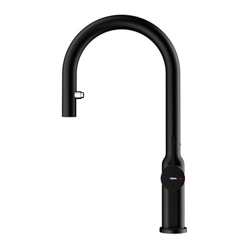 Grifo de cocina Teka OVAL 9382 – Monomando, Caño alto extraíble, Negro mate