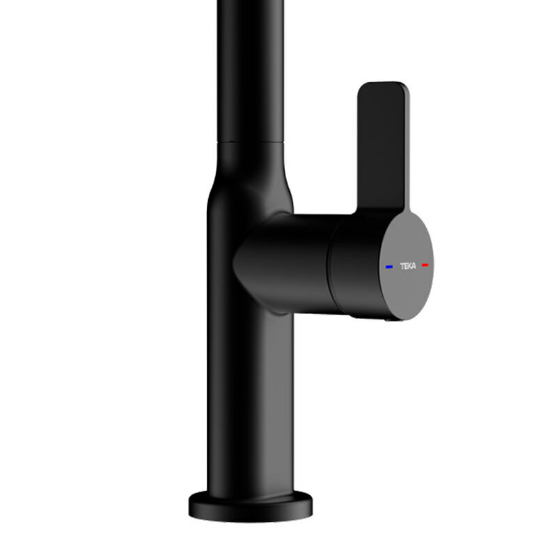 Grifo de cocina Teka OVAL 9382 – Monomando, Caño alto extraíble, Negro mate