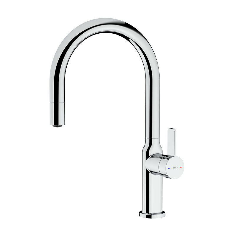 Grifo monomando cocina Teka OVAL 9381 – Caño alto extraíble, Cartucho cerámico 35 mm, Ahorro agua