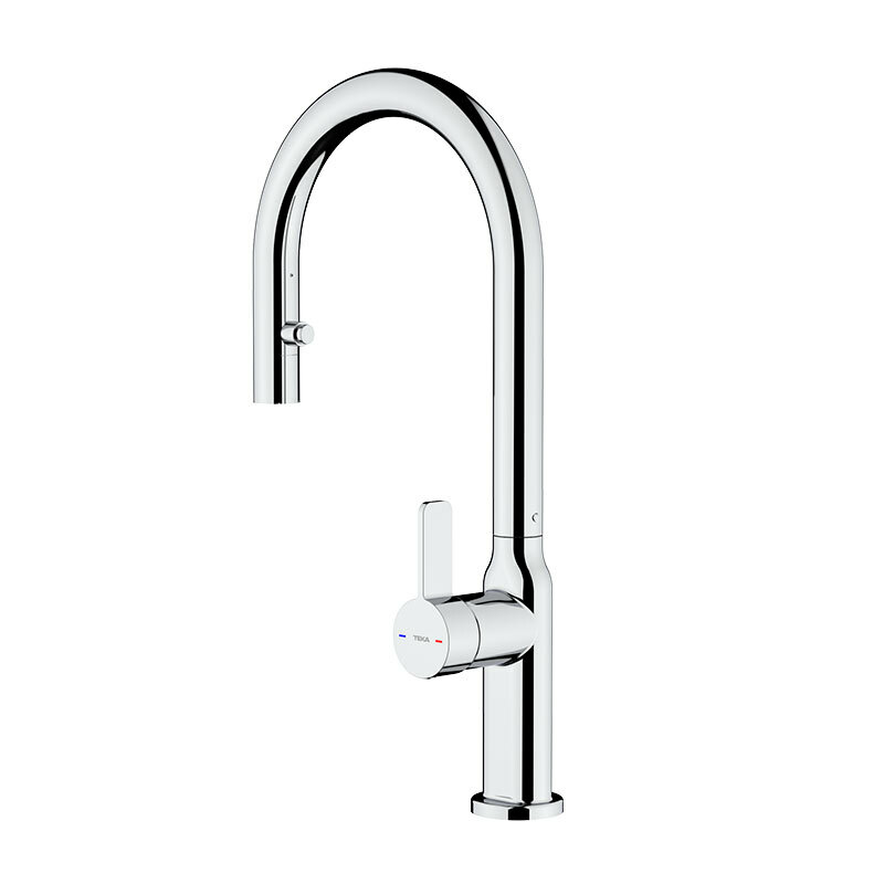 Grifo de cocina Teka OVAL 9382 – Caño alto 360°, Monomando extraíble 2 funciones, Ahorro agua