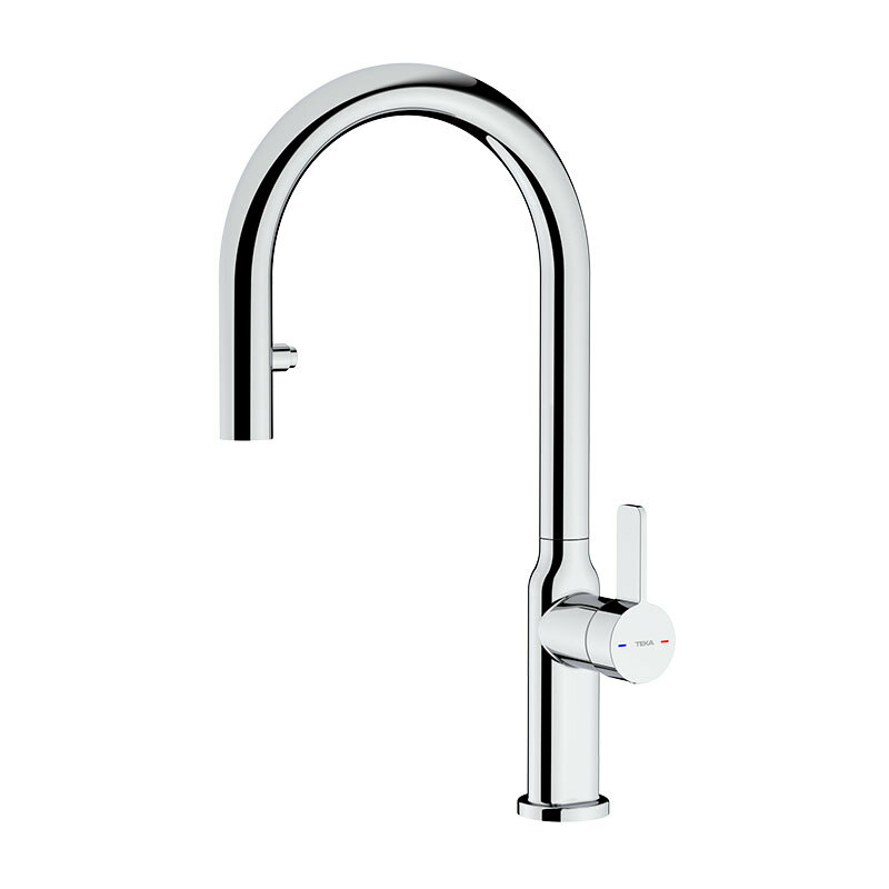 Grifo de cocina Teka OVAL 9382 – Caño alto 360°, Monomando extraíble 2 funciones, Ahorro agua