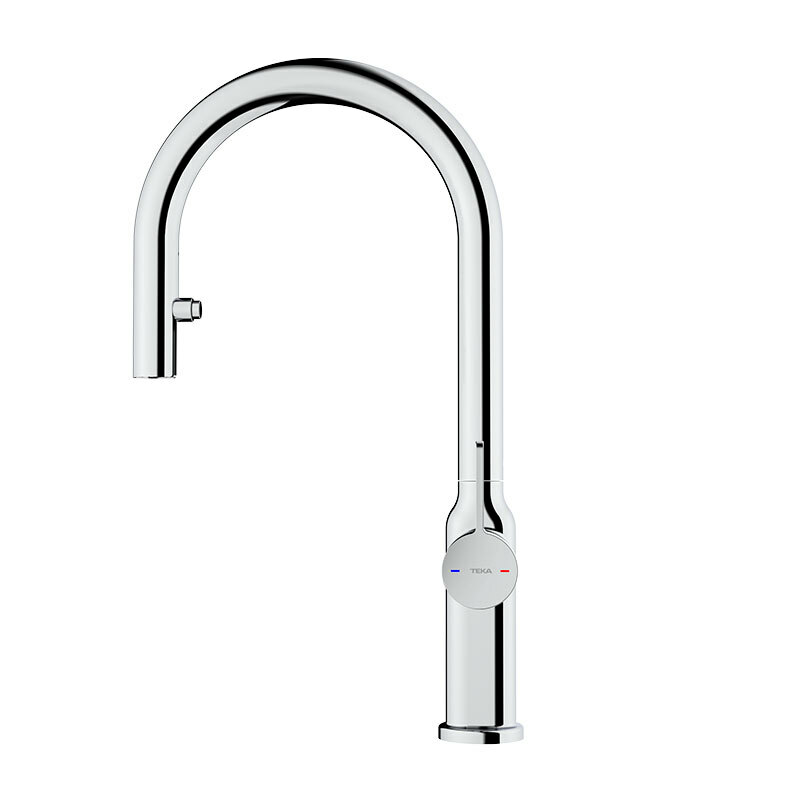 Grifo de cocina Teka OVAL 9382 – Caño alto 360°, Monomando extraíble 2 funciones, Ahorro agua
