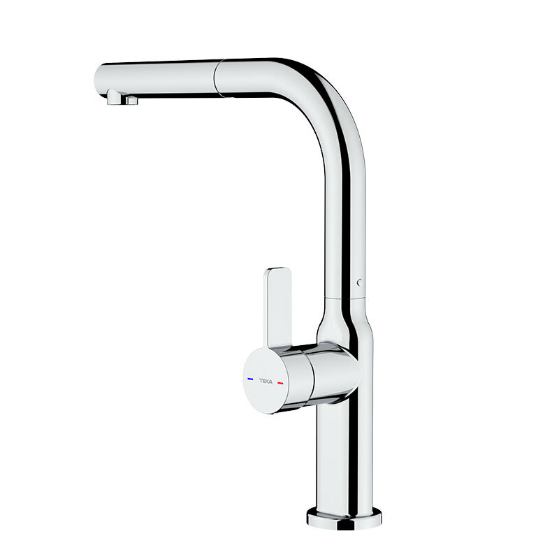 Grifo monomando cocina Teka OVAL 938 – Caño alto 360º, Ducha extraíble, Ahorro 5 L/min