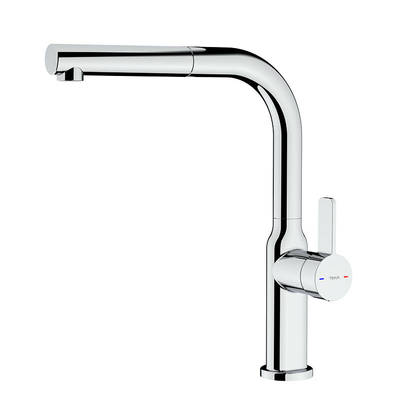 Grifo monomando cocina Teka OVAL 938 – Caño alto 360º, Ducha extraíble, Ahorro 5 L/min