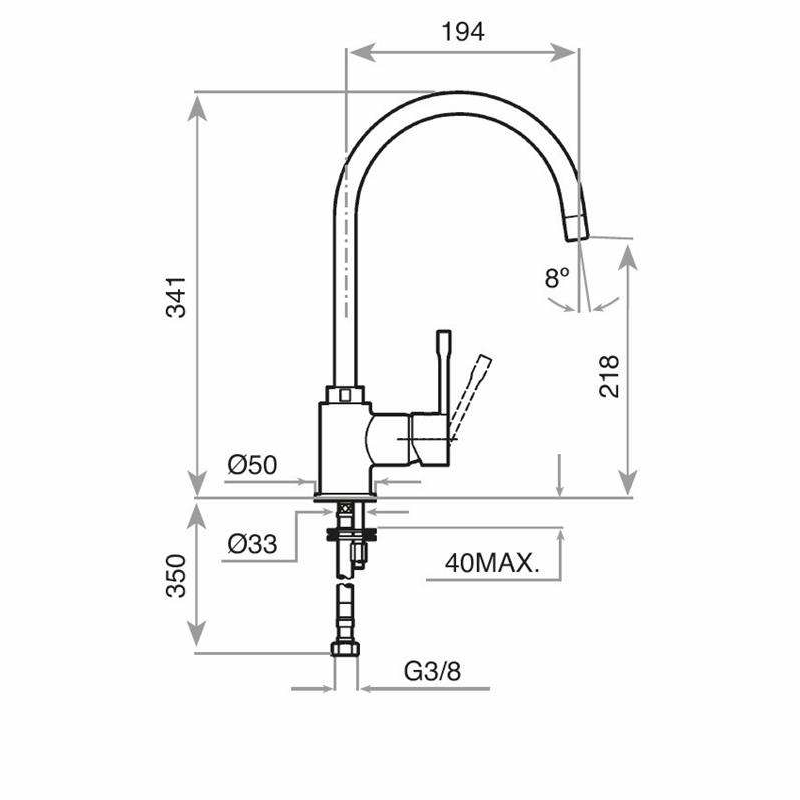 Grifo de cocina Teka SP 995 I – Monomando, Caño alto giratorio, Acero inoxidable