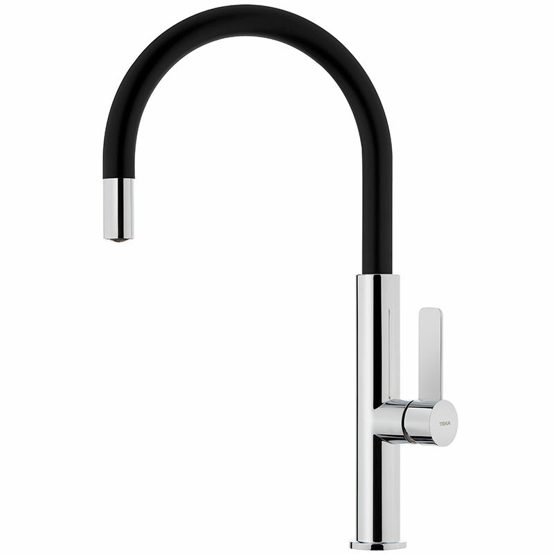 Grifo de cocina monomando Teka FOT 995 – Negro mate, Caño alto giratorio, Ahorro de agua