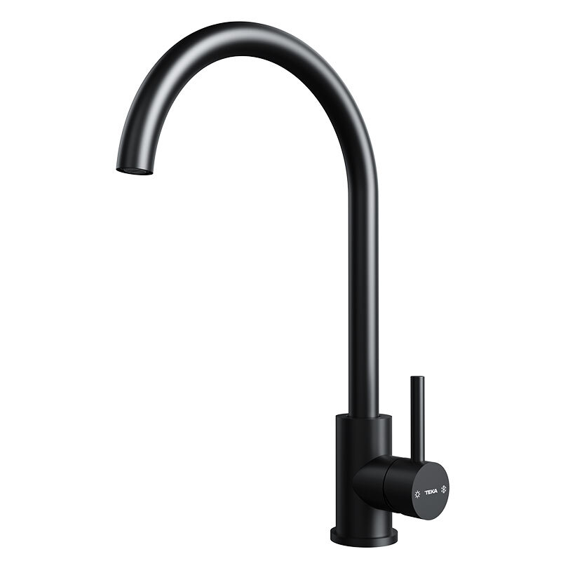 Grifo de cocina Teka UNI 9310 – Negro mate, Acero inoxidable, Caño giratorio 360°