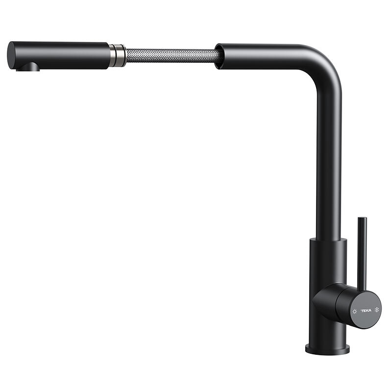 Grifo de cocina Teka UNI 9331 – Monomando, negro mate, caño alto extraíble 360º