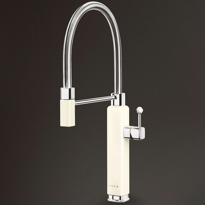 Grifo de cocina Smeg MDF50CR – Crema retro, ducha extraíble, ahorro de agua