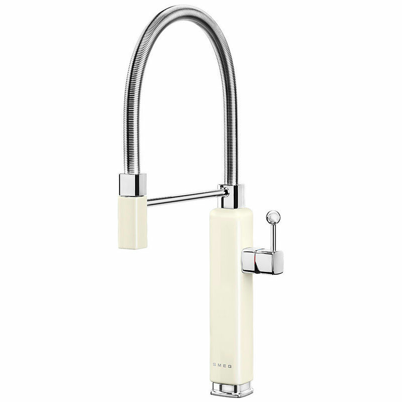 Grifo de cocina Smeg MDF50CR – Crema retro, ducha extraíble, ahorro de agua