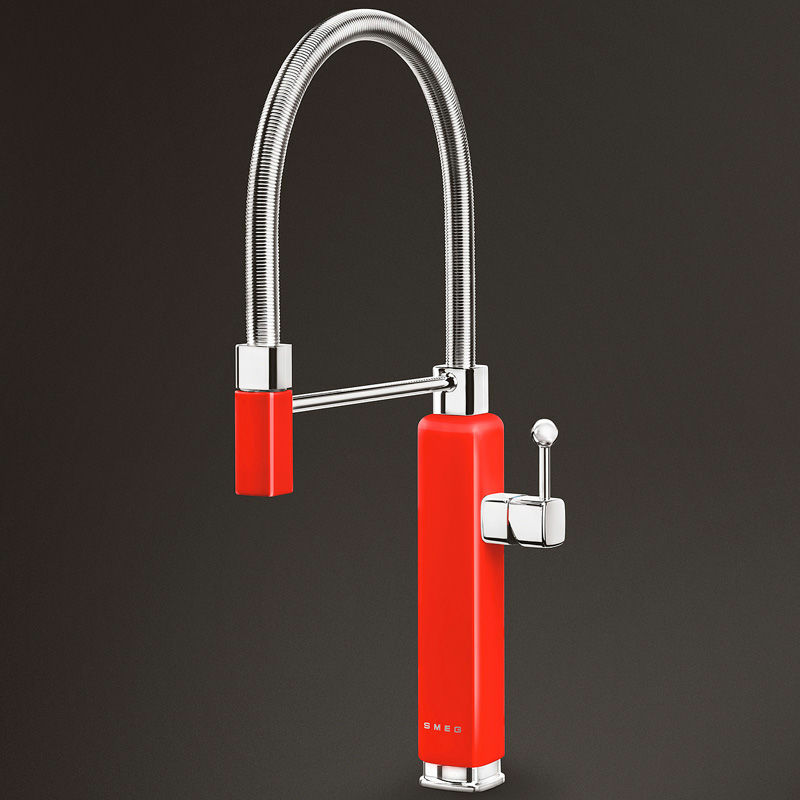 Grifo de cocina Smeg MDF50RD – Estilo 50's, Monomando, Ducha extraíble