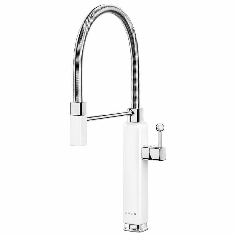Grifo de cocina Smeg MDF50WH – Monomando, ducha extraíble, caño giratorio 360°