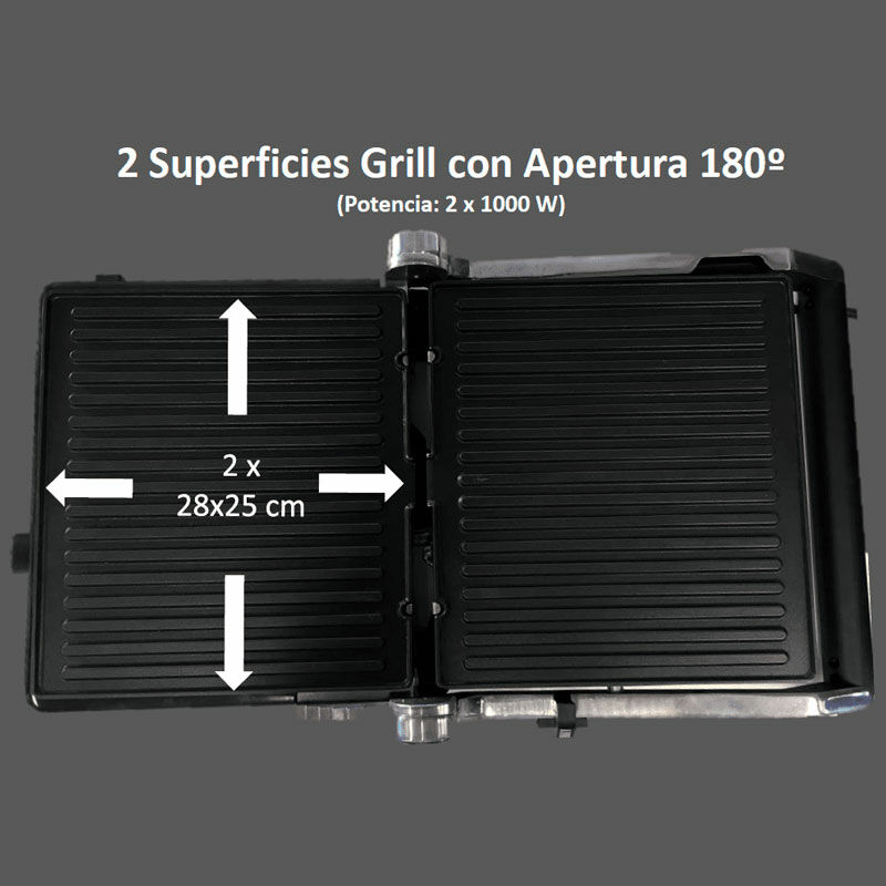 Grill eléctrico Teka EliteGrill 111510000 – 2000 W, Placas desmontables aptas lavavajillas, Panel táctil