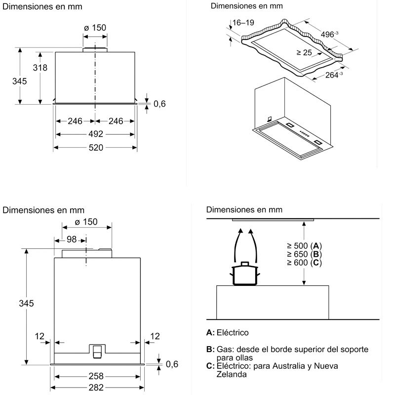 Grupo filtrante integrable Balay 3BF356EX – 52 cm Inox, 635 m³/h, Clase B