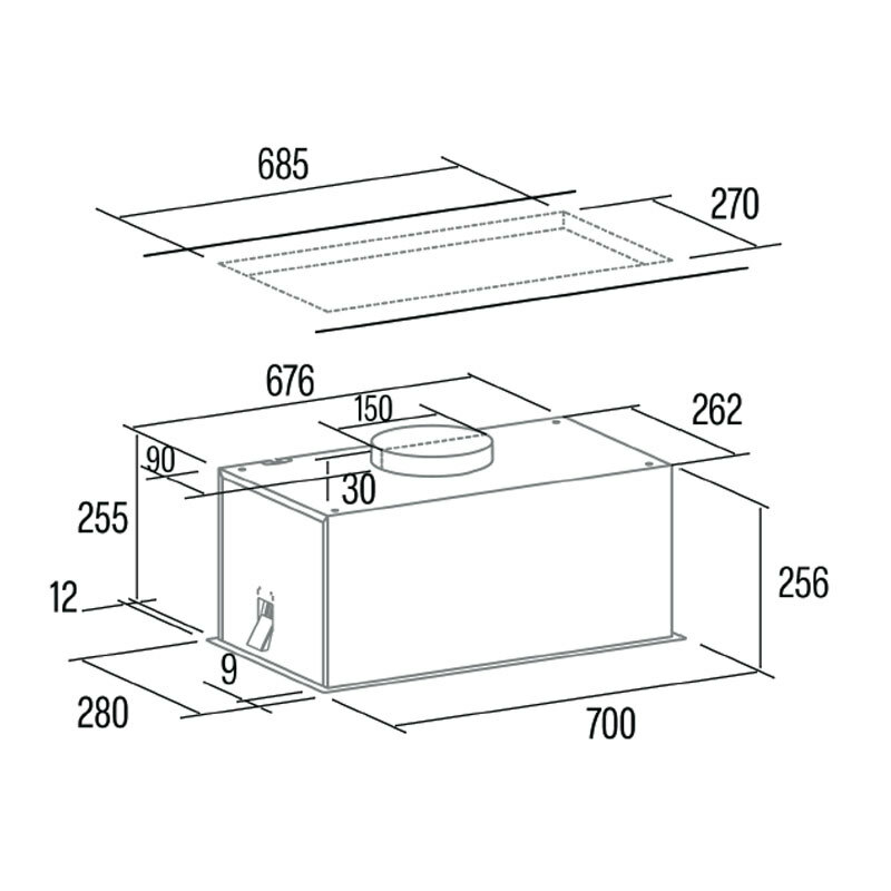 Grupo filtrante Cata GPL 75 X – Bajo mueble, 529 m³/h, Inox 70 cm