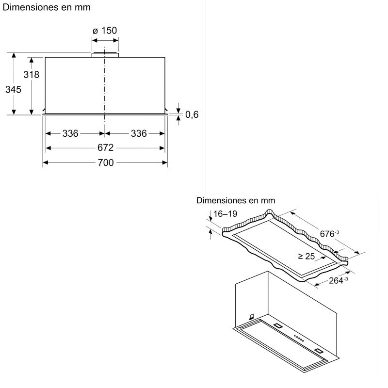Campana extractora bajo mueble Siemens LB78NPC60 – 800 m³/h, A++, Silenciosa