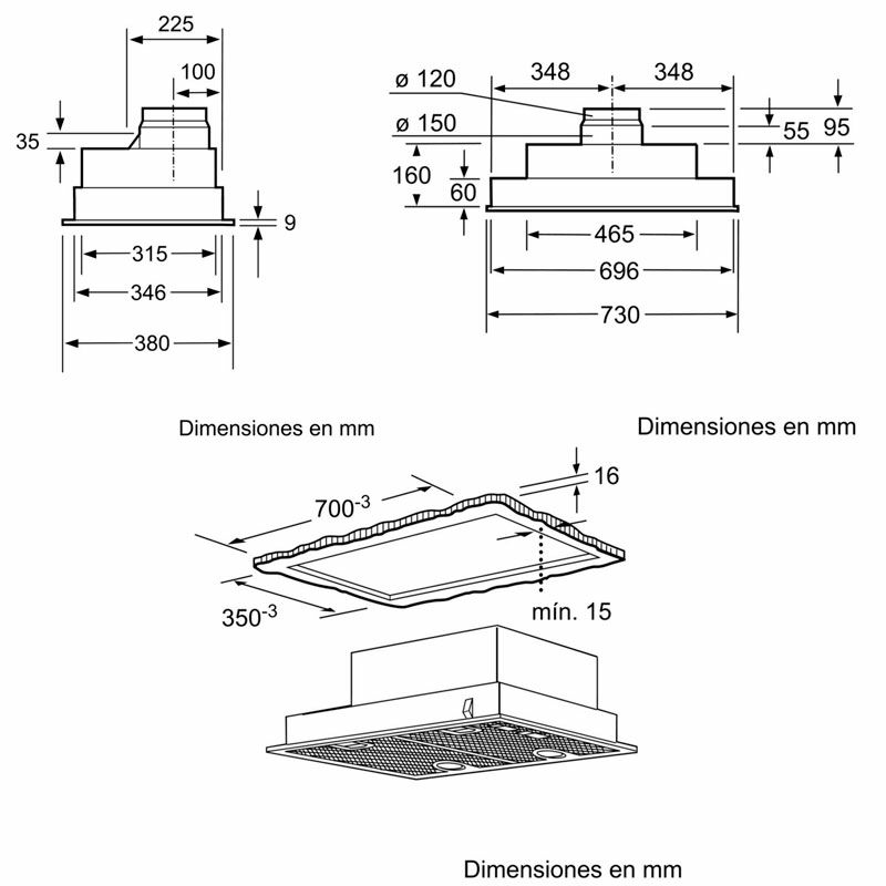 Campana integrable Bosch DHL755BL – 75 cm, 638 m³/h, 56 dB
