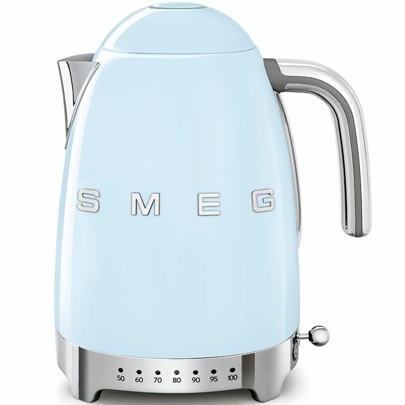 Hervidor eléctrico Smeg KLF04PBEU – 1,7 L, Selector 7 temperaturas, Azul pastel 50's