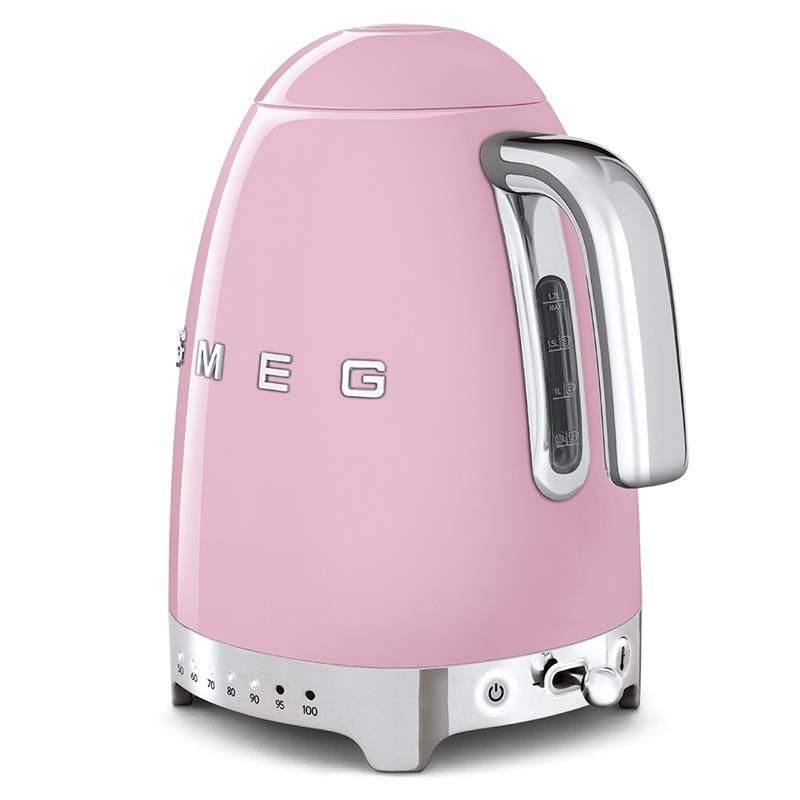 Hervidor eléctrico Smeg KLF04PKEU – 1,7 L, Control temperatura, Rosa 50's