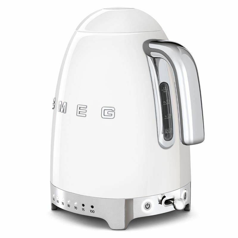 Hervidor eléctrico Smeg KLF04WHEU – 1,7 L, 7 niveles de temperatura, Blanco brillante