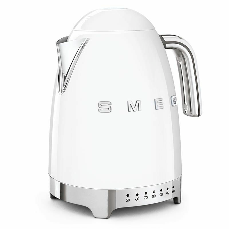 Hervidor eléctrico Smeg KLF04WHEU – 1,7 L, 7 niveles de temperatura, Blanco brillante