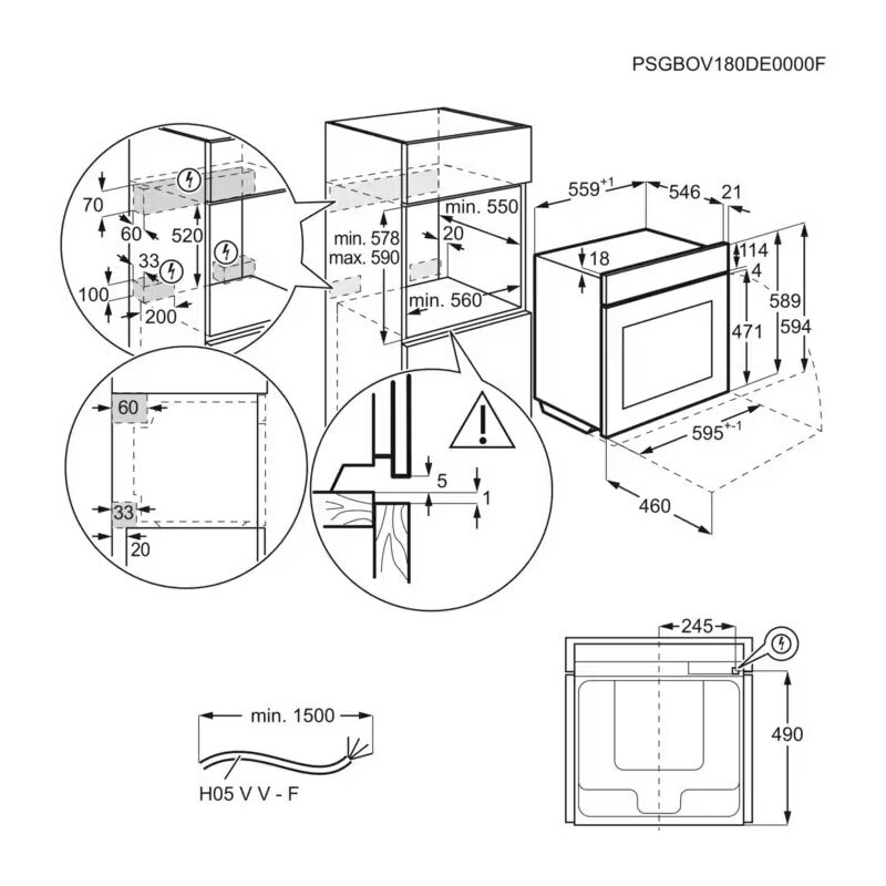 Horno multifunción integrable AEG BPS535160W – 71 L, Pirolítico, SurroundCook