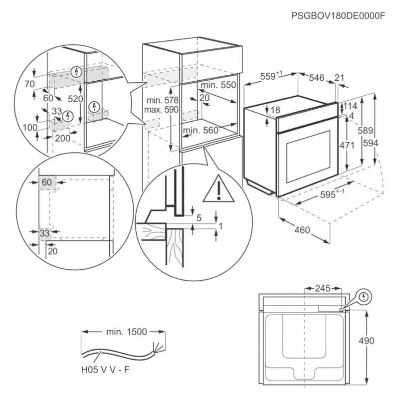 Horno multifunción integrable AEG GS6PB51FAB – 71 L, Pirolítico, WiFi