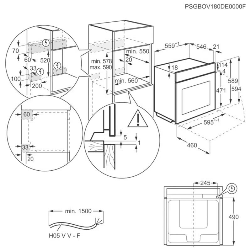 Horno multifunción AEG OS6PB51AM – 71 L, Pirolítico, AirFry