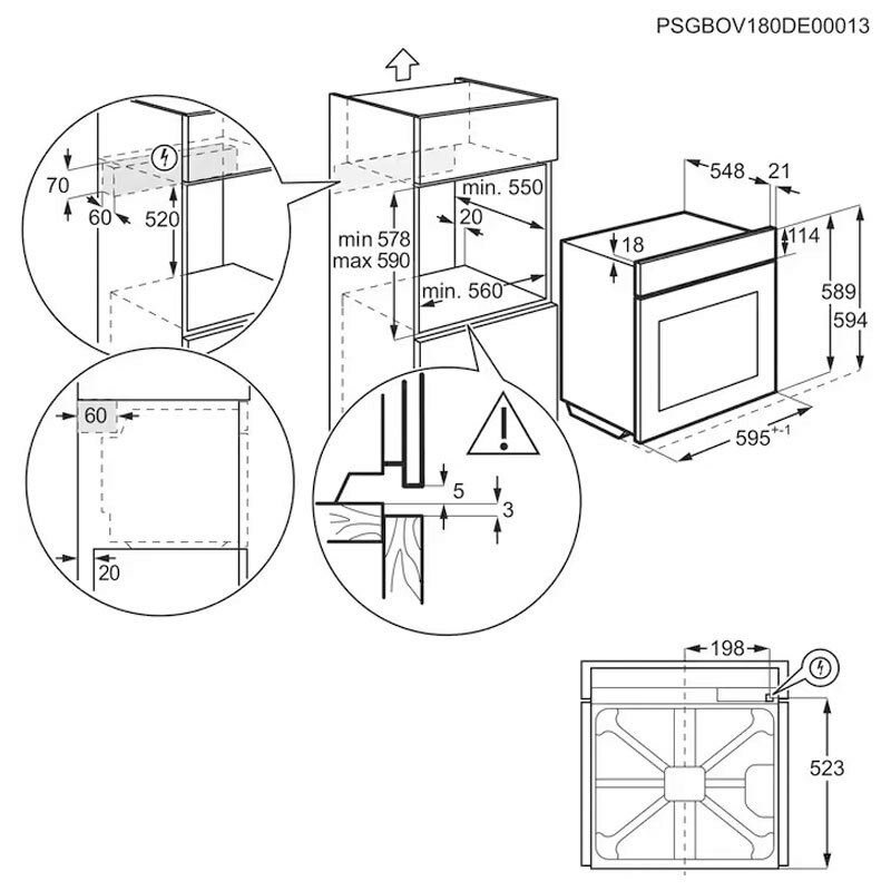 Horno multifunción integrable AEG TU5AB20SB – 72 L, Clase A+, Limpieza hidrolítica