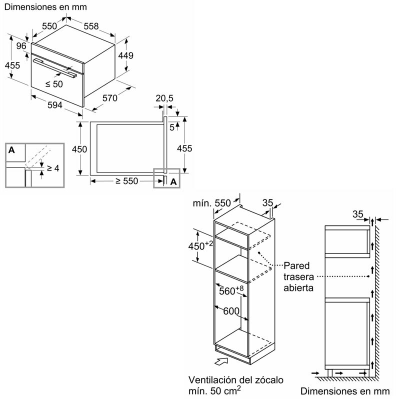 Horno compacto integrable Balay 3CW5179B3 – 44 L, Microondas 900 W Inverter, Limpieza hidrolítica