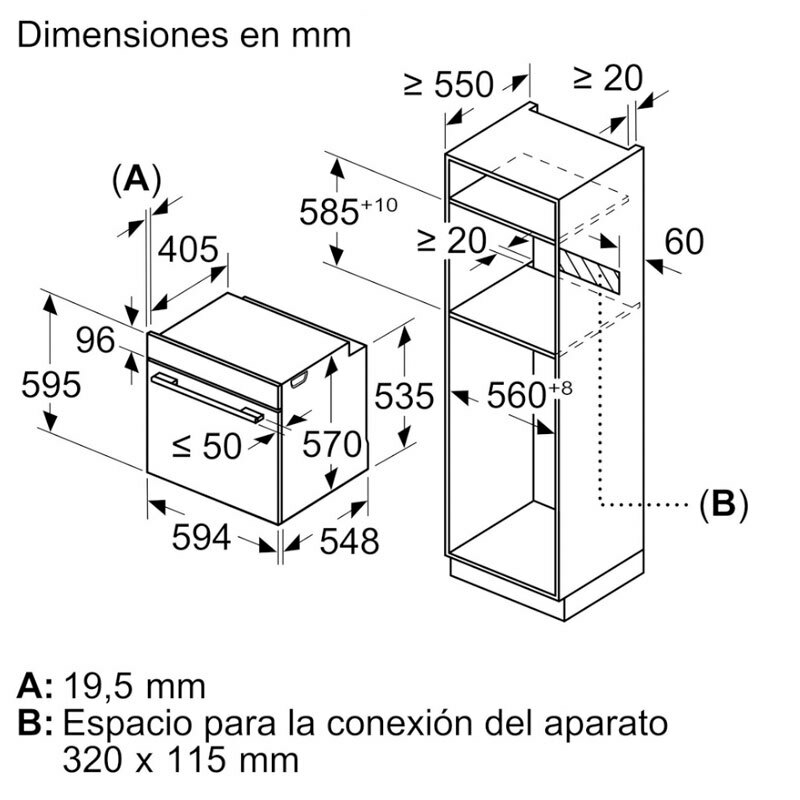Horno Integrable Balay 3HB4821X2 – 71 L, Pirolítico y Aqualisis, Aire caliente 3D