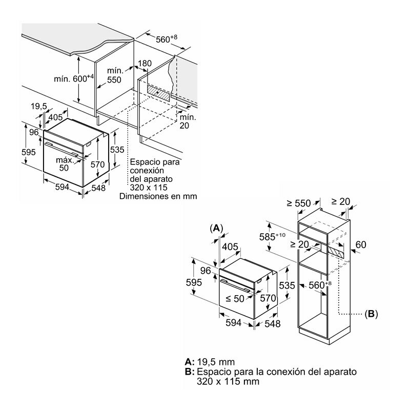Horno multifunción Balay 3HB5159B3 – Integrable, 71 L, Aire caliente 3D