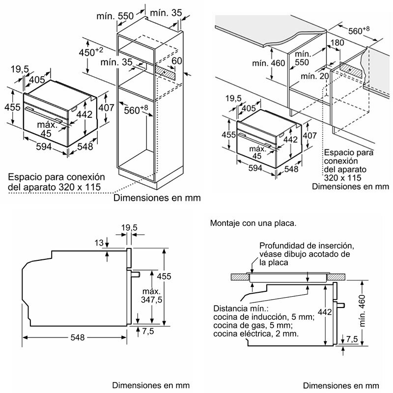 Horno compacto integrable Bosch Serie 8 CBG7741B1 – AirFry, Pirolítico, 47 L