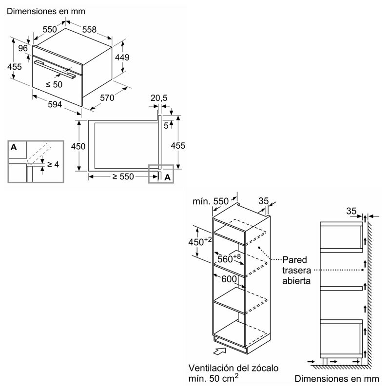 Horno compacto integrable Bosch CMA585GS1 – 44 L, Microondas combinado, 15 programas